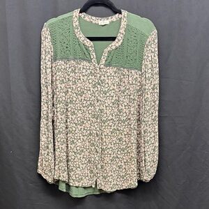 Chic Floral Lace Women's Blouse - Green